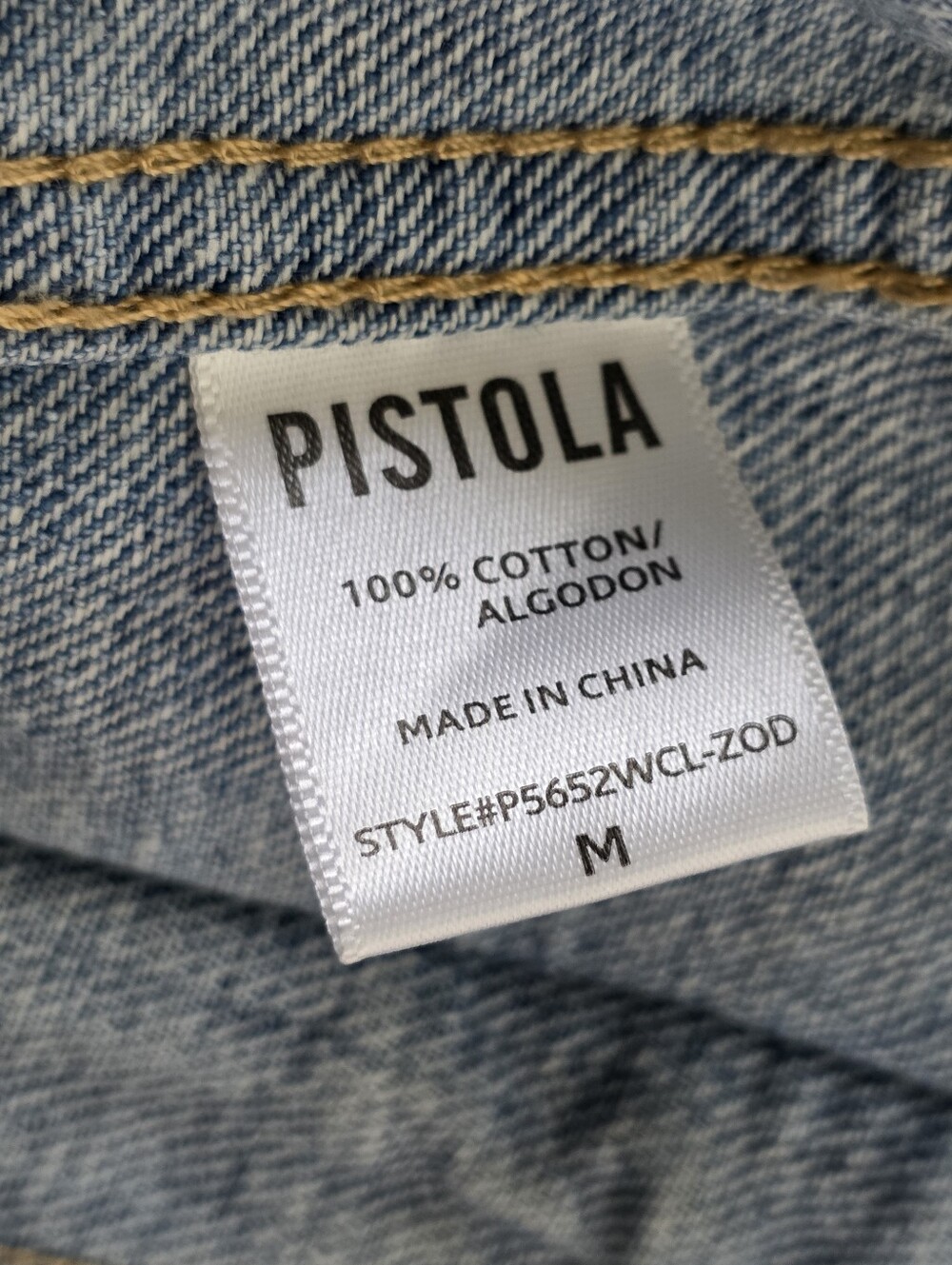 Pistola Brando Star Embroidered Jean Jacket Size M Light Wash Denim Raw Hem - Picture 9 of 12